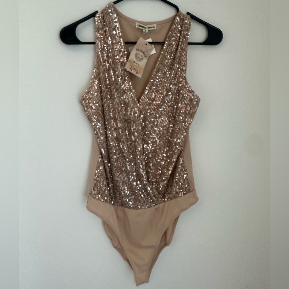 Sparkly bodysuit nwt rose gold sz s